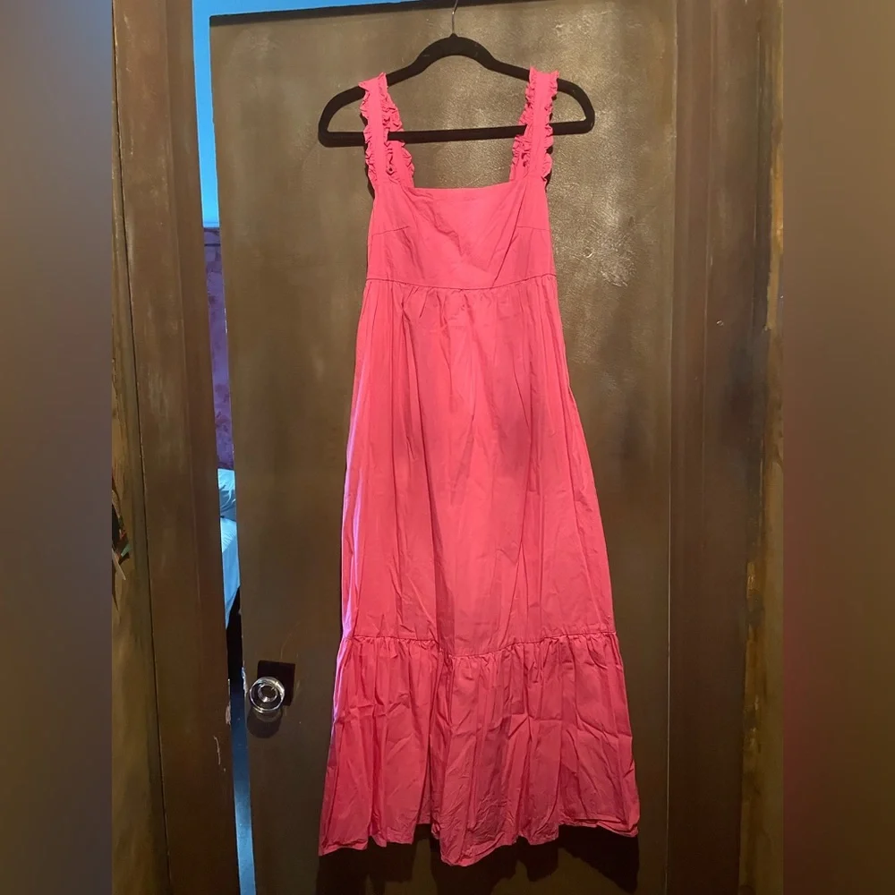 Pink Ruffled Women's Dress with semi open back - Picture 1 of 7